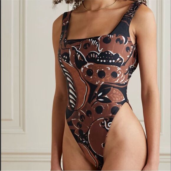 Mara Hoffman Idalia One Piece Swimsuit Brown Print NWT Sz XS - Picture 1 of 10